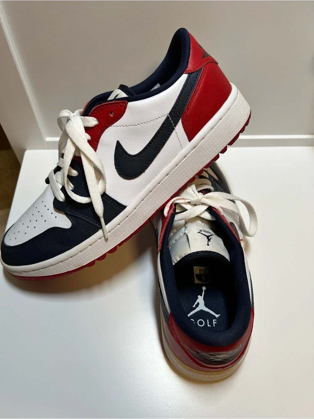 Nike Low-Top Sneakers in White, Red, and Navy